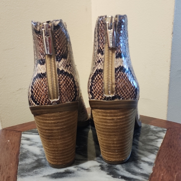 Vince Camuto Beige and Black Snakeskin Ankle Booties - Picture 3 of 5